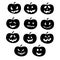 Halloween pumpkins scary faces set. Jack O`Lantern isolated decor elements. Halloween party collection. Vector eps 10