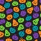 Halloween pumpkins seamless pattern. Scary jack o lantern face silhouettes. Happy halloween vector endless backdrop