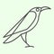 Halloween raven thin line icon. Mystical gothic rook bird outline style pictogram on white background. Evil or witch