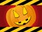 Halloween red background with creepy pumpkin face