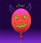 Halloween red balloon with a sinister smile. Halloween vector illustration