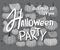 Halloween Retro flyer party invitation. Black and white design. Vector illustration