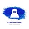 Halloween RIP Grave Stone icon - Blue watercolor background