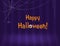 Halloween room with purple striped wall and hanging spider web vector background