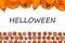 Halloween round banner with holiday sweets. Vector trick or treat party, sweet pumpkins and scary candy sweets and
