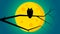 Halloween`s day background - A owl on stick front the moon