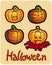 Halloween\'s drawing - four pumpkin heads of Jack