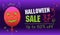 Halloween sale advertising banner. Red balloon with a sinister smile. Vector illustration