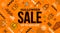 Halloween sale banner. Pattern with Halloween linear signs, symbols and abstract different shape.