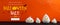 Halloween sale banner with white pumpkin shaped candle holders on orange background