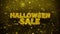 Halloween sale text on golden glitter shine particles animation.