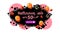 Halloween sale, up to 50% off, creative banner with graffiti style. Template with bubbles, autumn leafs and Halloween balloons