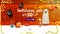 Halloween sale, up to 50% off, horizontal discount banner for homepage website with orange polygonal texture, Halloween balloons
