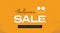 Halloween sale vector banner website header template on orange background with stitched smile monster. Special offers
