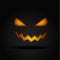 Halloween scary illuminated face in the dark vector illustration. Pumpkin eyes and smile