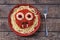 Halloween scary pasta food vampire face with big