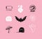 Halloween scary symbols pink