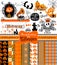 Halloween scrapbook objects.