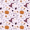 Halloween seamless background. Memphis pattern.