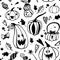 Halloween seamless balck and white pattern with different pumpkins.