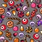 Halloween seamless pattern with cartoon candies on silver background. Vector