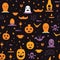 Halloween seamless pattern. Cute hand drawn doodle vector illustration.Generative AI