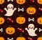 Halloween seamless pattern with cute kawaii