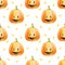 Halloween seamless pattern with funny pumpkins