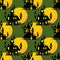 Halloween seamless pattern with Haunted House with Full Moon