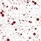 Halloween seamless pattern with red ink spots, drips and splashes that look like blood texture on white background.