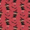 Halloween seamless pattern with young witch with broomstick