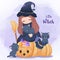 Halloween series little girl illustration
