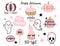 Halloween set with cute elements. Kawaii pumpkin, cartoon ghost, vampire lips, halloween quotes. October 31