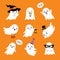 Halloween set of cute funny ghosts