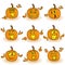 Halloween set of gesticulating orange pumpkins