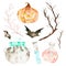 This halloween set included magic cauldron,potion bottles,bats,branches and crazy pumpkin.