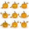 Halloween set of nine gesticulating pumpkins