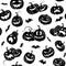 Halloween. Set  scary pumpkins and bats. Black silhouette isolated. Seamless pattern.