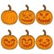 Halloween set of six orange pumpkins