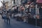 Halloween shopping stalls with stuff on streets of Malta during Halloween celebrations and people