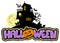 Halloween sign with haunted house