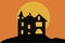Halloween Silhouette Haunted House with the Twilight Sky