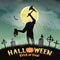 Halloween silhouette headless monster in graveyard