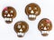 Halloween skull chocolate cookies isolated