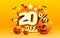 Halloween special 20 off sale banner, promotion flyer, marketing label. Vector