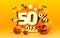 Halloween special 50 off sale banner, promotion flyer, marketing label. Vector