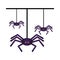 Halloween spiders hanging isolated icon