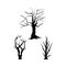 Halloween spooky dead tree design with black color. Scary tree vector design collection on a white background for Halloween.