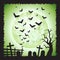 Halloween Square Green Bats Scene Background 1