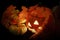 Halloween still life with ceramic jack-o-lantern